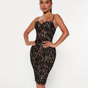 Fashion nova lace black dress, new with tags